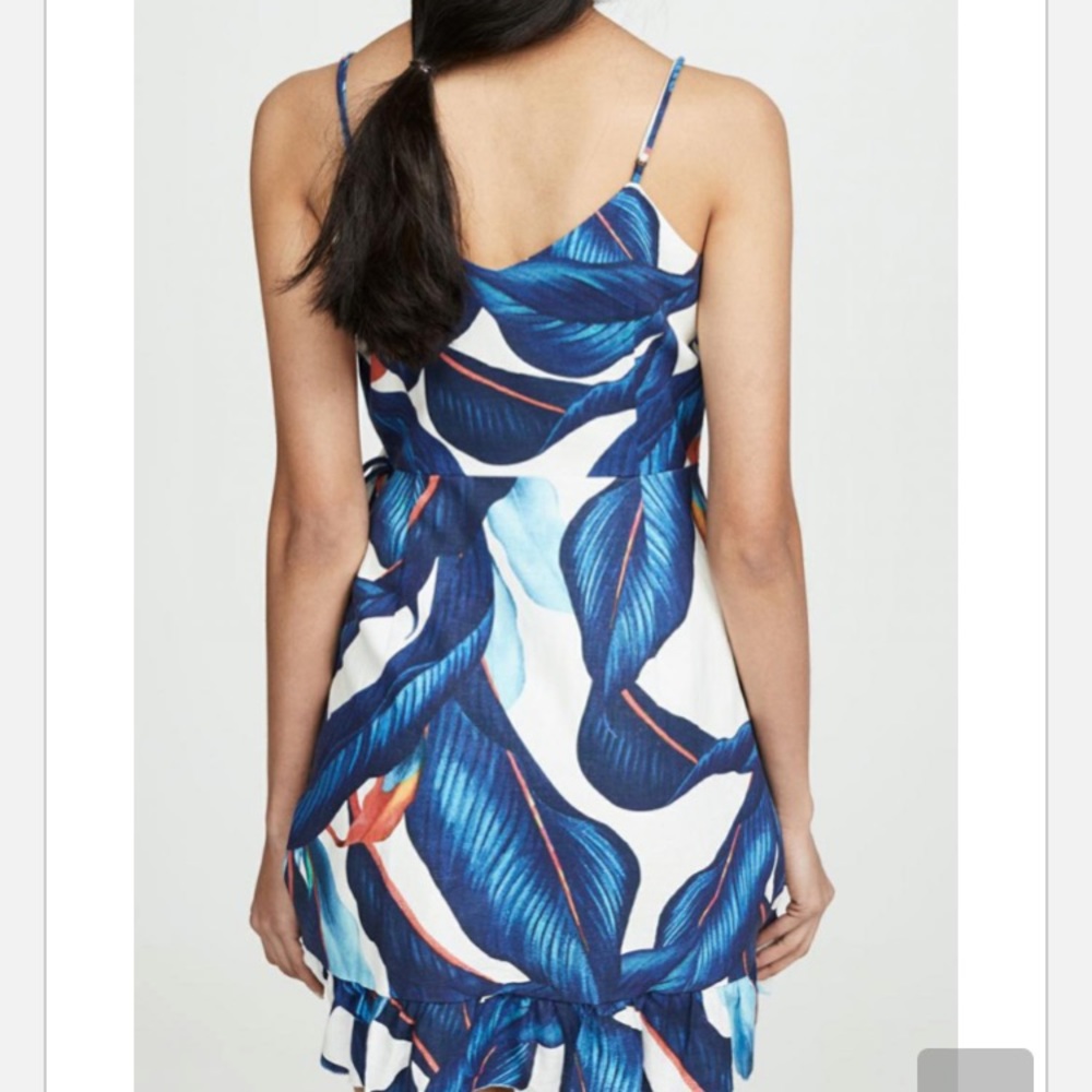 FARM Rio Blue & White Tropical Ruffle Mini Dress - Picture 2 of 4